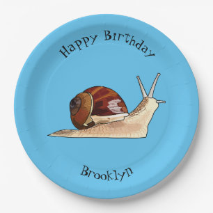 Snail cartoon illustration paper plate