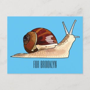 Snail cartoon illustration postcard