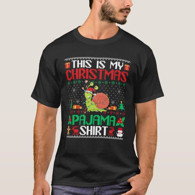 Snail Christmas Xmas Pajama Shirt Santa Hat Snail  (Front)