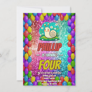 Snail Custom character birthday invite