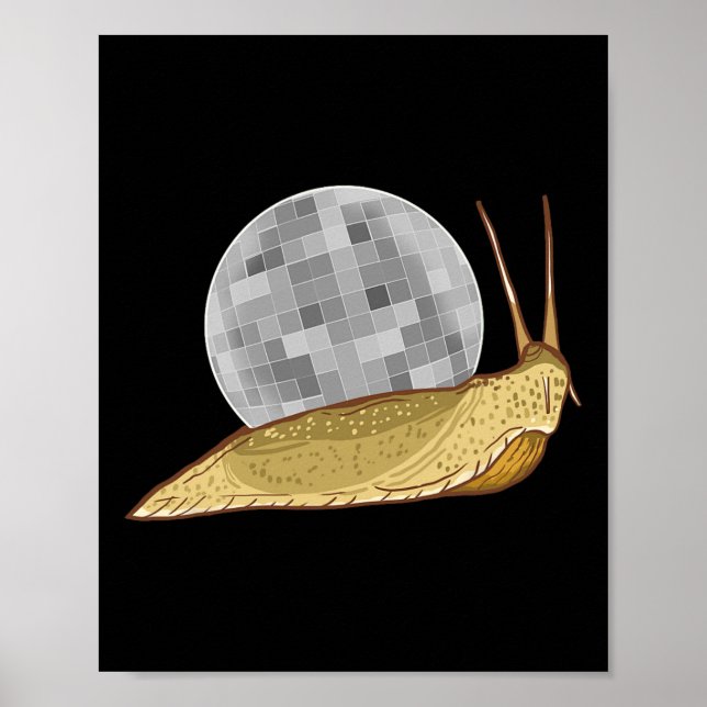 Snail Disco Ball Funny Crystal Shell Animal Lover  Poster (Front)