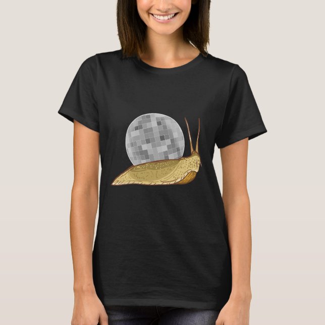 Snail Disco Ball Funny Crystal Shell Animal Lover  T-Shirt (Front)