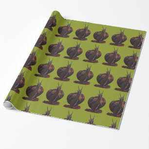 Snail Drawing Glossy Wrapping Paper, 30 in x 6 ft Paper