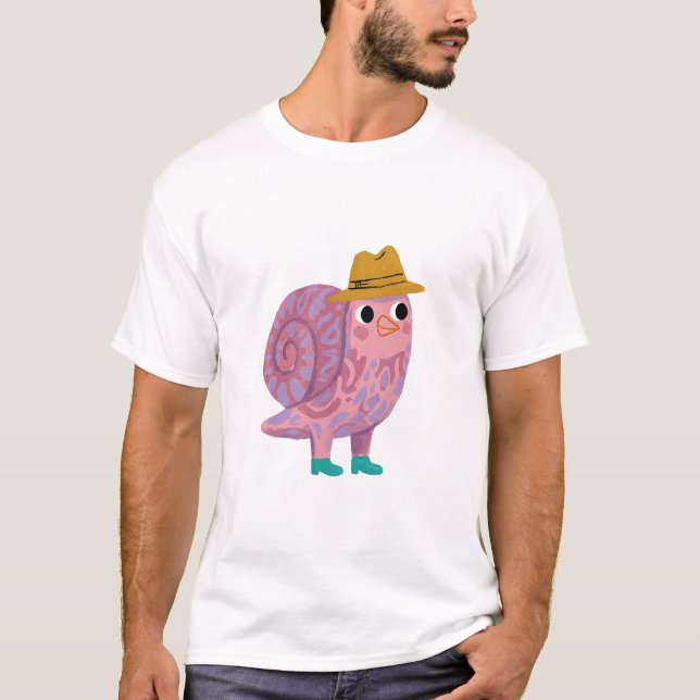 Snail Fedora T-Shirt – Cute Mustard Fedora (Front)