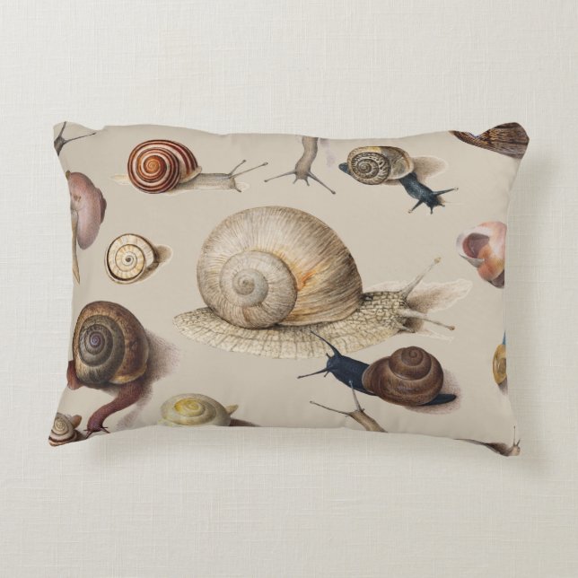 Snail Garden Pet Gastropod Slug Botanical Snails Accent Pillow (Back)