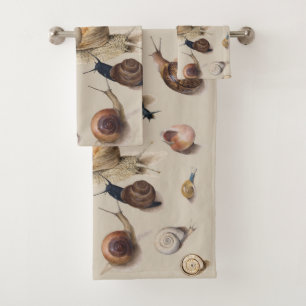 Snail Garden Pet Gastropod Slug Botanical Snails Bath Towel Set