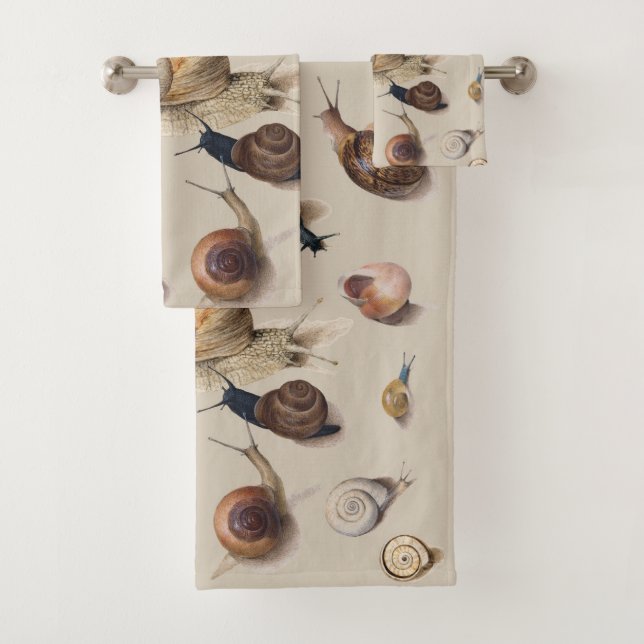 Snail Garden Pet Gastropod Slug Botanical Snails Bath Towel Set (Insitu)