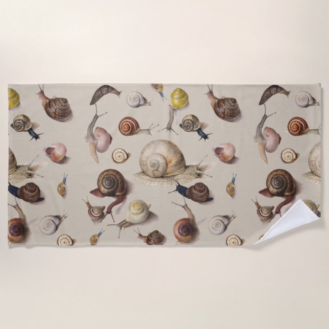 Snail Garden Pet Gastropod Slug Botanical Snails Beach Towel (Front)
