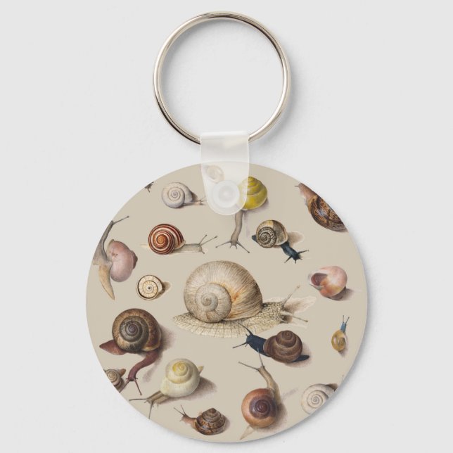 Snail Garden Pet Gastropod Slug Botanical Snails Keychain (Front)