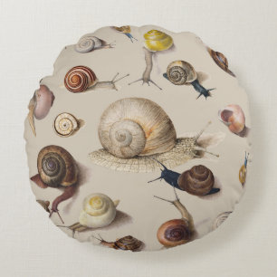 Snail Garden Pet Gastropod Slug Botanical Snails Round Pillow