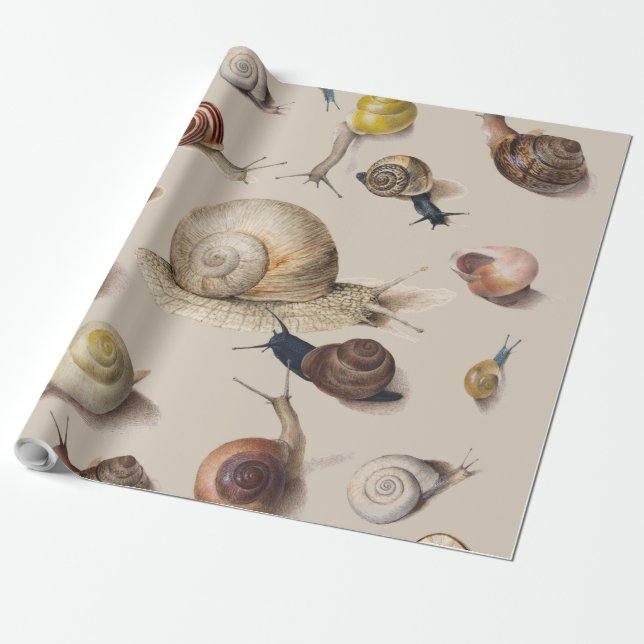 Snail Garden Pet Gastropod Slug Botanical Snails Wrapping Paper (Unrolled)