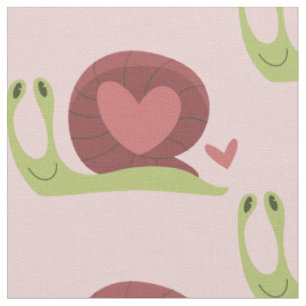 snail heart love romance valentines cute fabric
