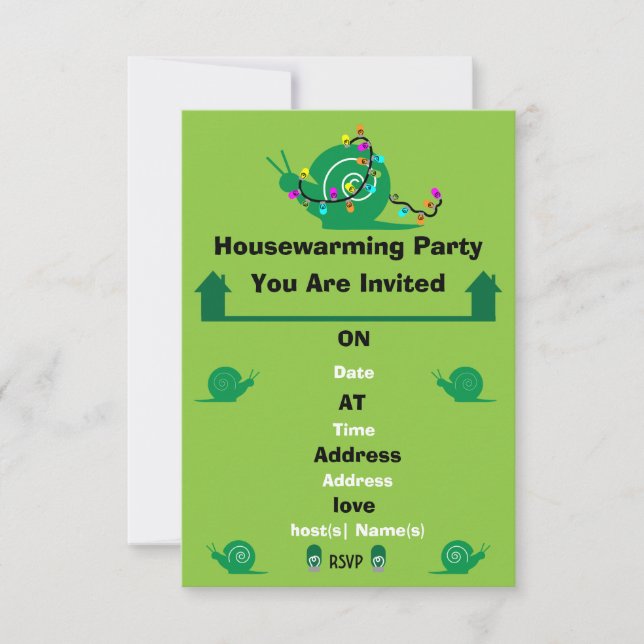 Snail Housewarming Party New Home Invite (Front)