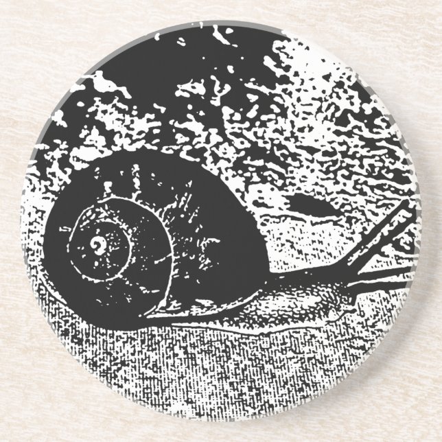 Snail in Black and White Coaster (Front)