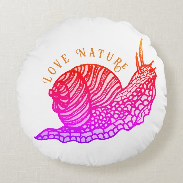 Snail in graphic style round pillow (Front)