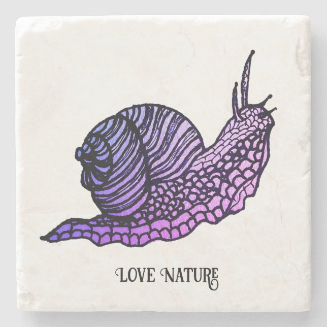 Snail in graphic style stone coaster (Front)
