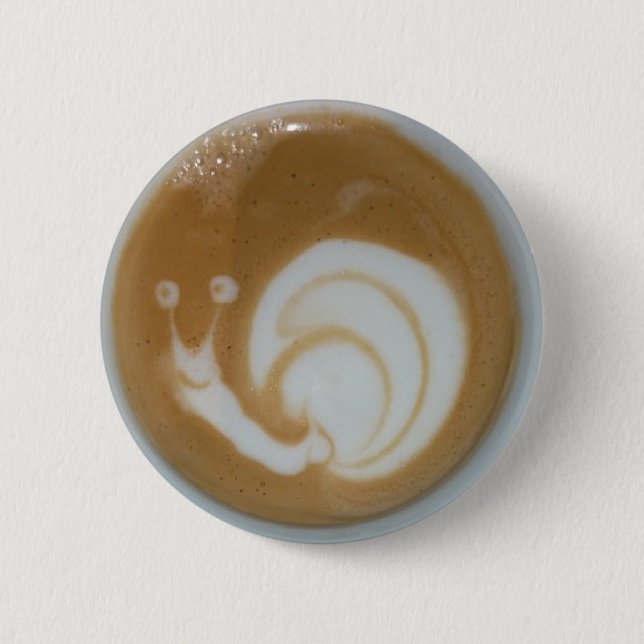Snail latte coffee art 2 inch round button (Front)