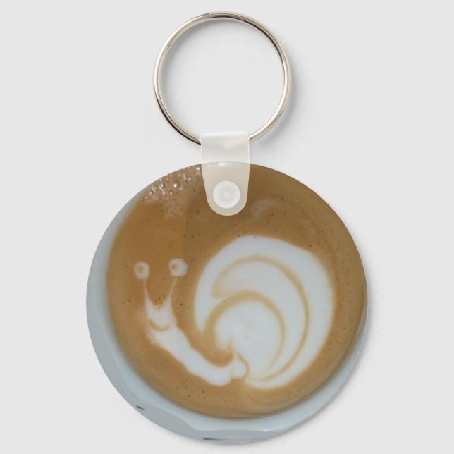 Snail latte coffee art keychain (Front)