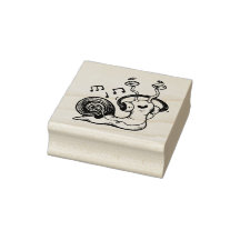 Snail Listening to Music Wood Art Stamp