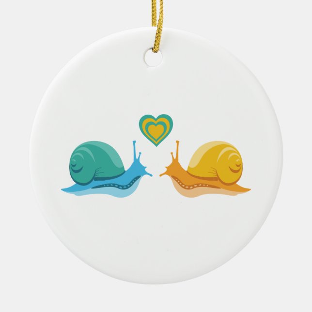 Snail Love Ceramic Ornament (Front)