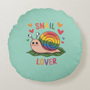 snail lover bright colourful snails cute round pillow