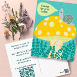 Snail Magical Mushroom CUSTOM Order Thanks QR Postcard<br><div class="desc">Perfect charming postcard to include with customer orders. Add your own text to the front and back, add your website to the QR code, include a discount code for future purchases. Everything is Customizable on the postcard, Add your own text to the back or front of the card. Change the...</div>
