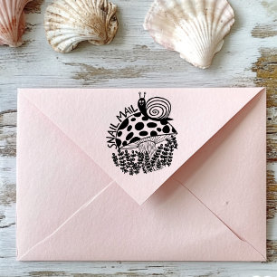 SNAIL MAIL Cute Snail on Mushroom CUSTOM Self-inking Stamp