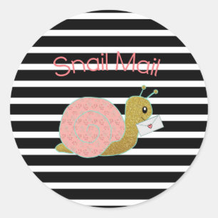 Snail Mail Sticker - black and white stripes gold