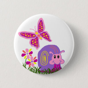 Snail n Butterfly button