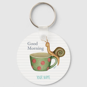 Snail On a Coffee Cup  Keychain