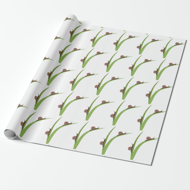 Snail on Plant Wrapping Paper (Unrolled)