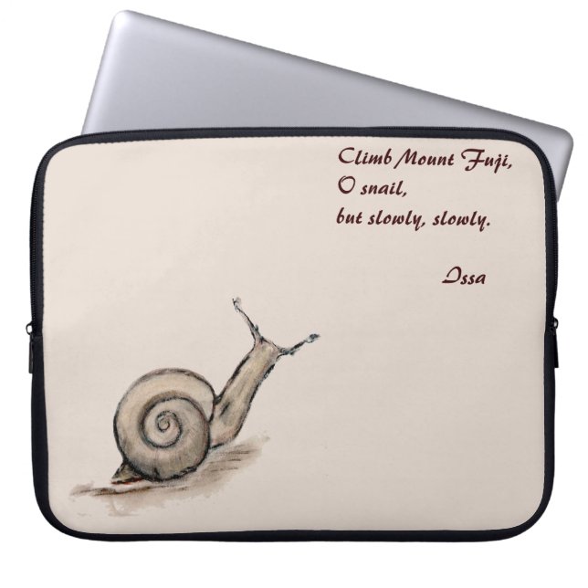 Snail original pastel zen drawing laptop sleeve (Front)