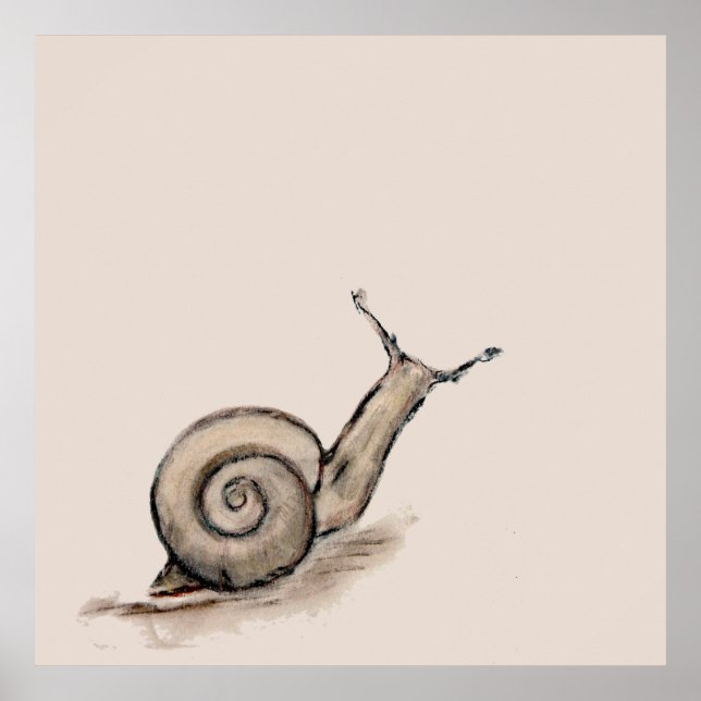 Snail original pastel zen drawing poster (Front)