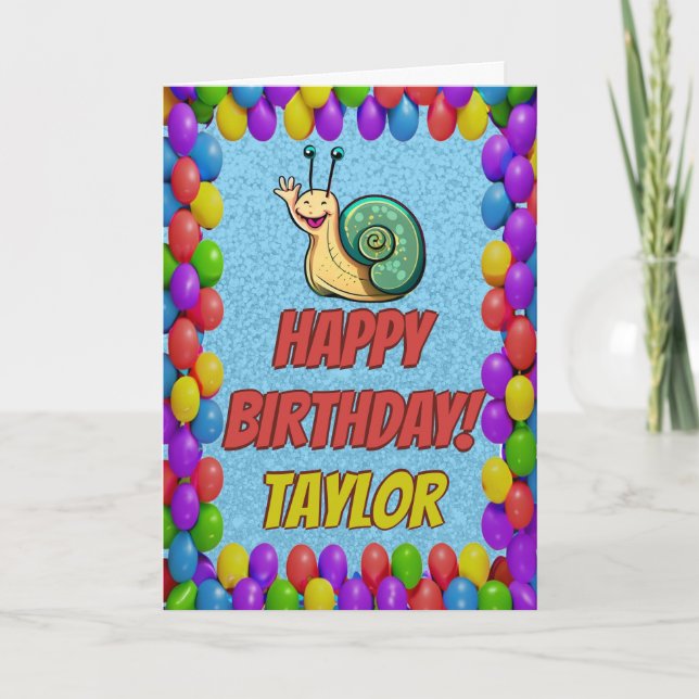 Snail Personnalisé Fun Grey Carte Anniversaire (Devant)