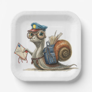 Snail Postman Delivering Mail Paper Plate