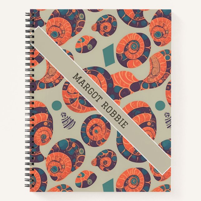 Snail Rainbow Colourful Personalized Pattern Notebook (Front)