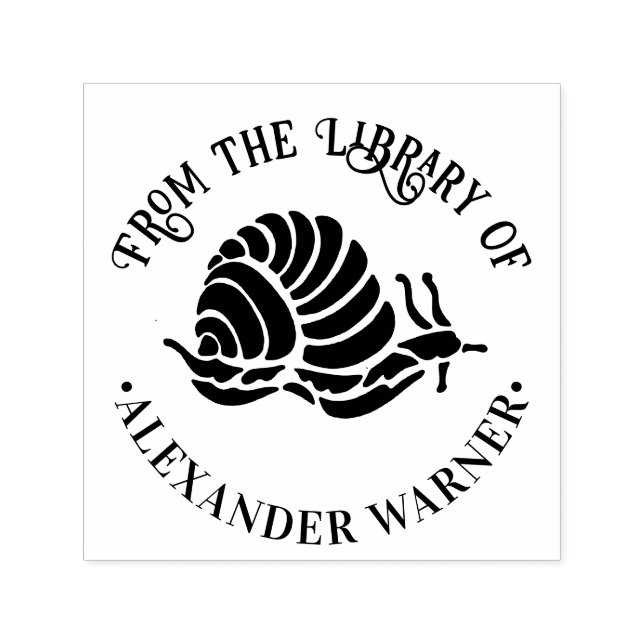 Snail Silhouette Seashore Beach Round Library Book Self-inking Stamp (Design)