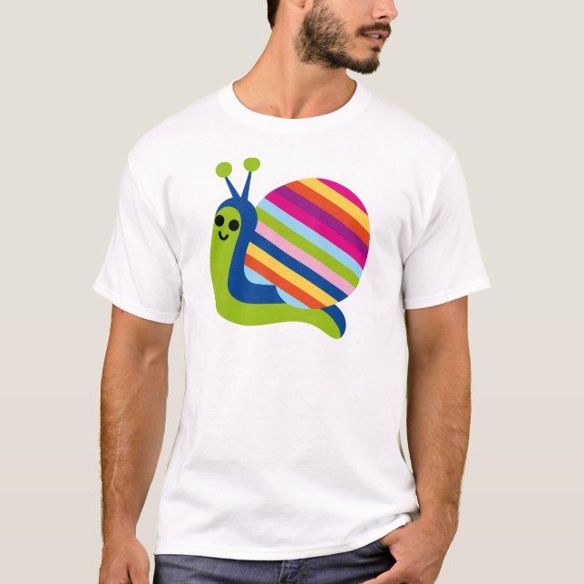 Snail Slugs Gastropoda Cute Cartoon Animal T-Shirt (Front)