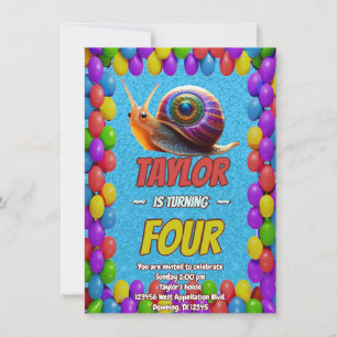 Snail Unique Personalized Birthday Invite Kids