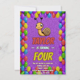 Snail Unique Personalized Birthday Invite Kids