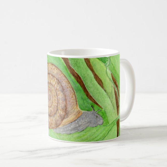 Snail Watercolor Coffee Mug (Front Right)