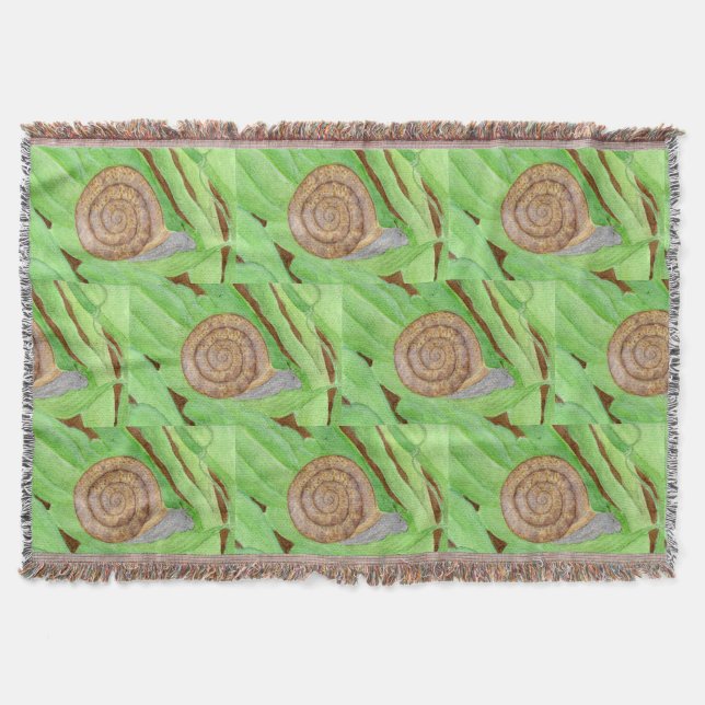 Snail Watercolor Throw Blanket (Front)
