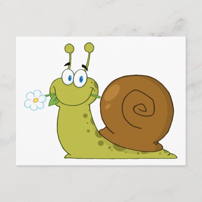 Snail With A Flower In Its Mouth Postcard (Front)