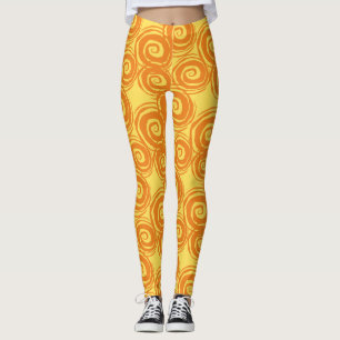 Snail yellow orange curlicue leggings
