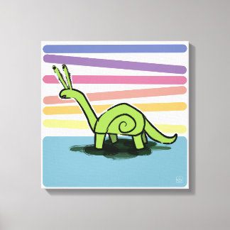 Snailosaurus - Snail Dinosaur in Rainbow Canvas Print
