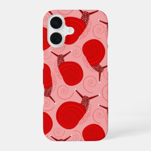 snails abstract spiral swirl red pink dot  iPhone 16 case