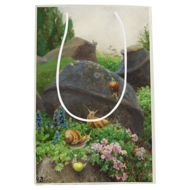 Snails in a Garden (by H.A. Brendekilde) Medium Gift Bag (Front)
