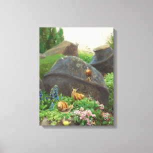 Snails in a Rock Garden (by H.A. Brendekilde) Canvas Print