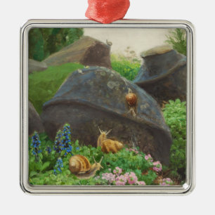 Snails in a Rock Garden (by H.A. Brendekilde) Metal Ornament