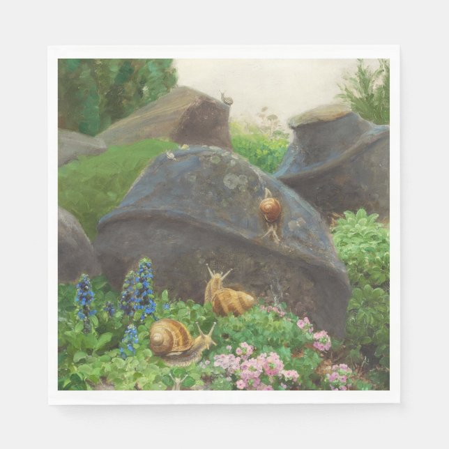 Snails in a Rock Garden (by H.A. Brendekilde) Napkin (Front)